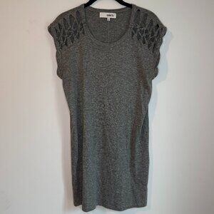 Isabel Lu Gray T-Shirt Tunic Dress, Shoulder Tie Details, S